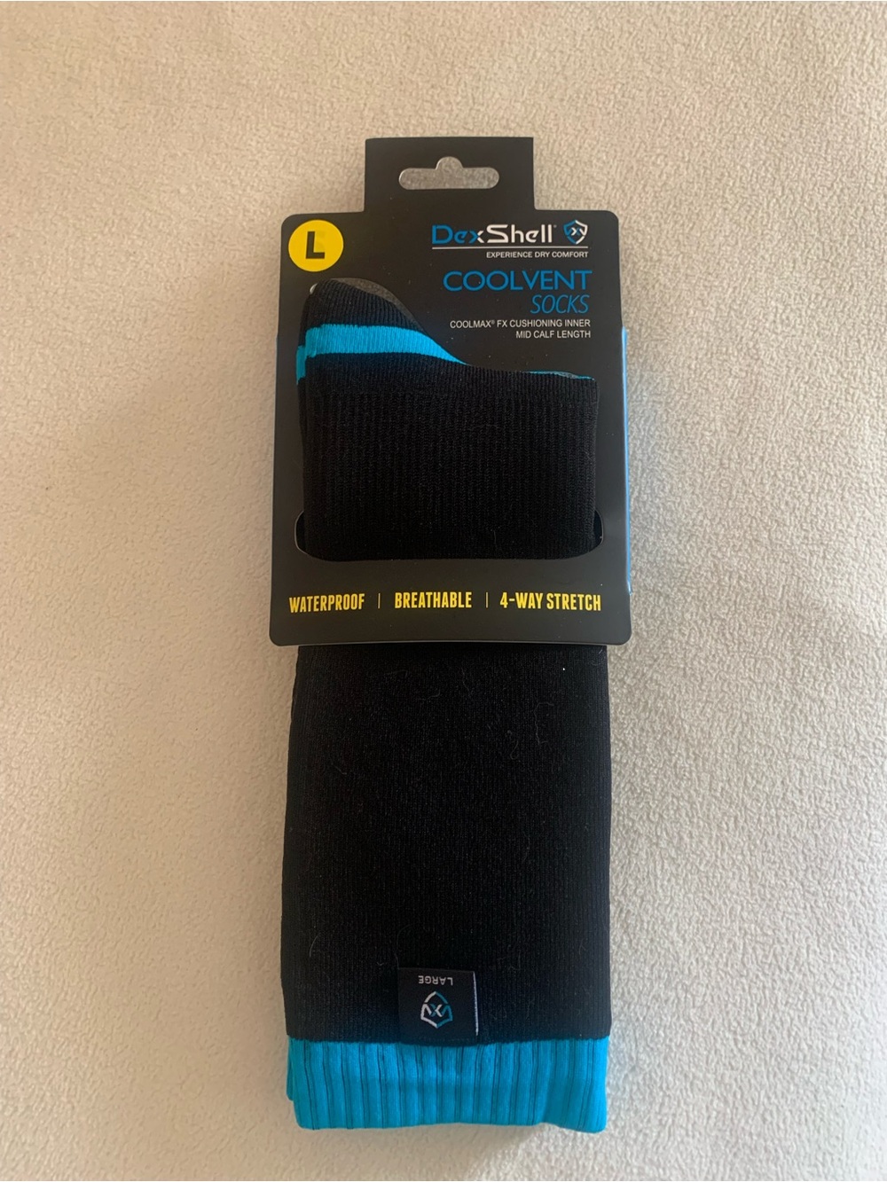 DexShell Coolvent Athletic Socks - Black with Blue Trim
